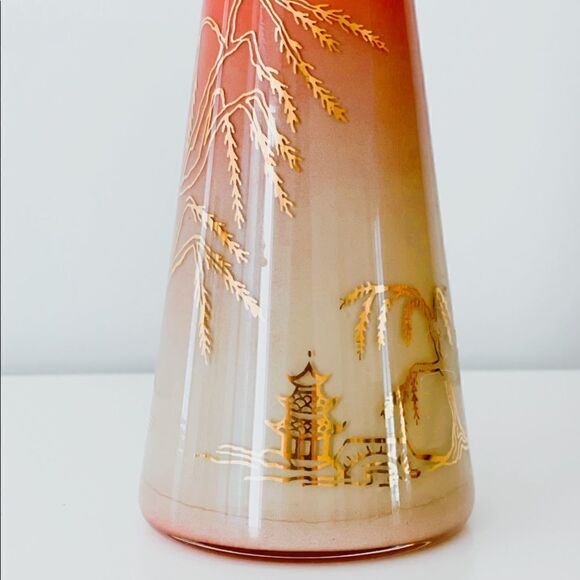VINTAGE Bartlett Collins Japanese Bud Vase Coral Orange Pink Ombré - Picture 2 of 11